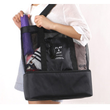 Promotional Custom Zipper Portable Luxury Fashion Cotton Beach Tote Polyester Picnic Sports Bag